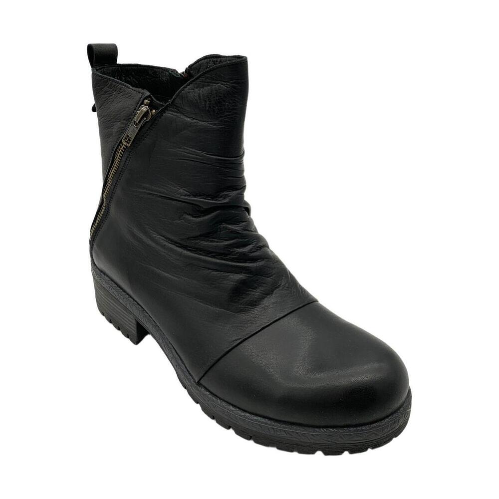 Miz Mooz Women's Darrla Leather Ruched Mid Boots Black - Medium